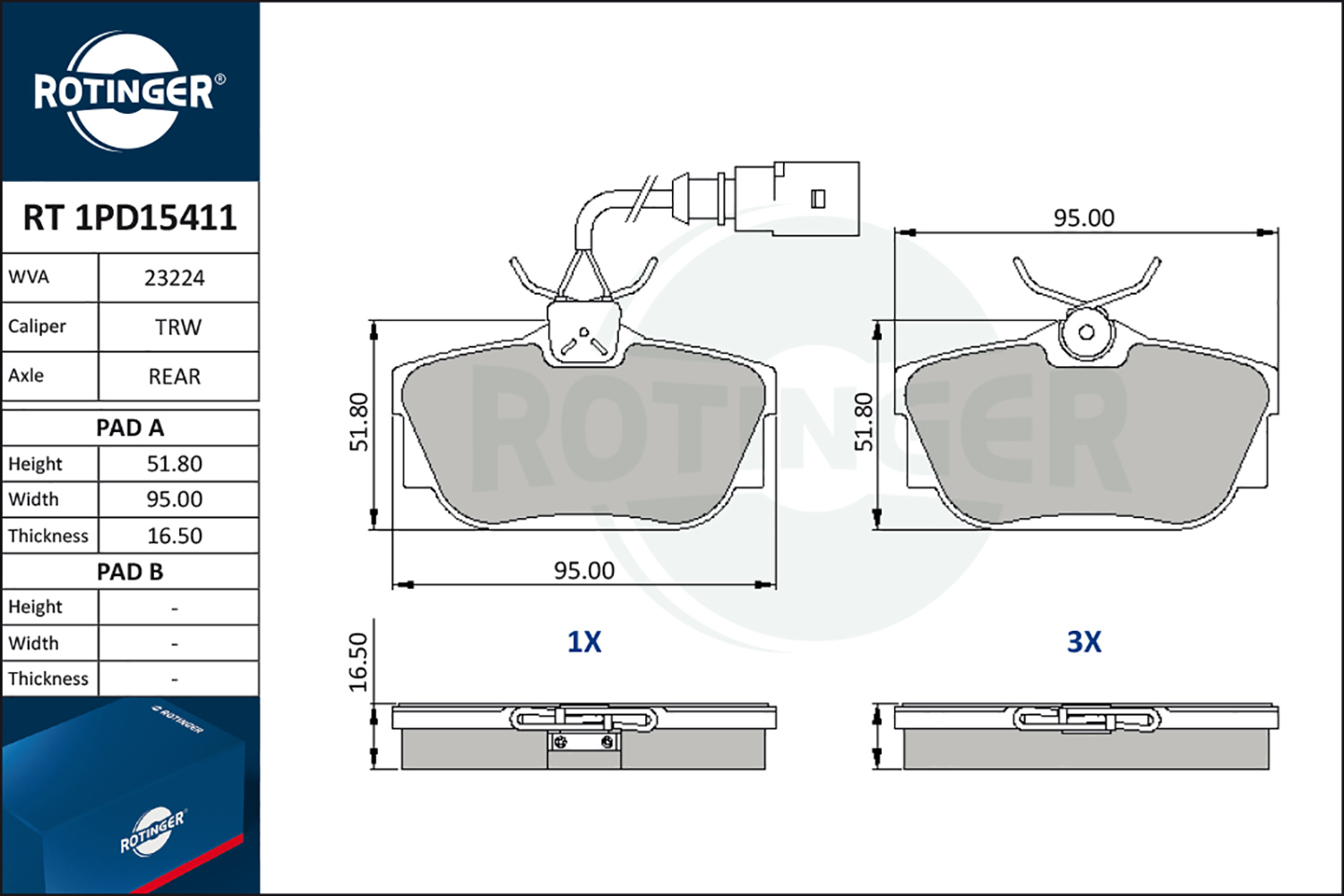 ROTINGER Fékbetét, mind RT1PD15411_ROT